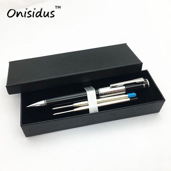 

ballpoint pens 1 piece black and silver ball-point pen office school suppliers metal stationery gel, Blue;orange
