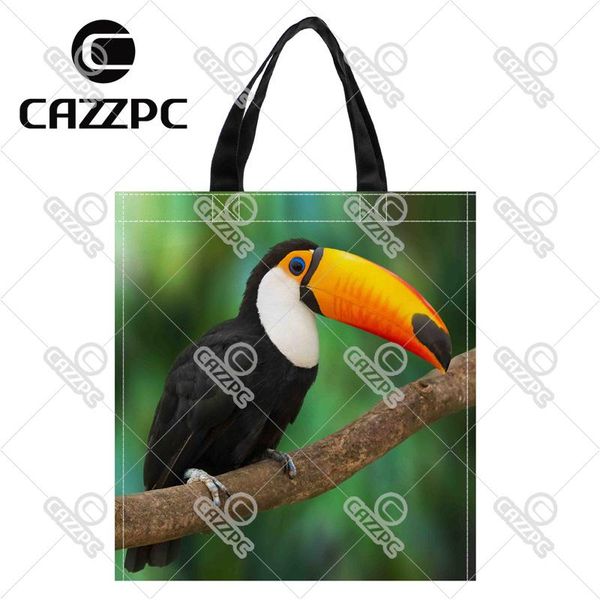 

shopping bags tropical rainforest cute toucan bird print individual nylon oxford reusable bag gift foldable eco pack of 2