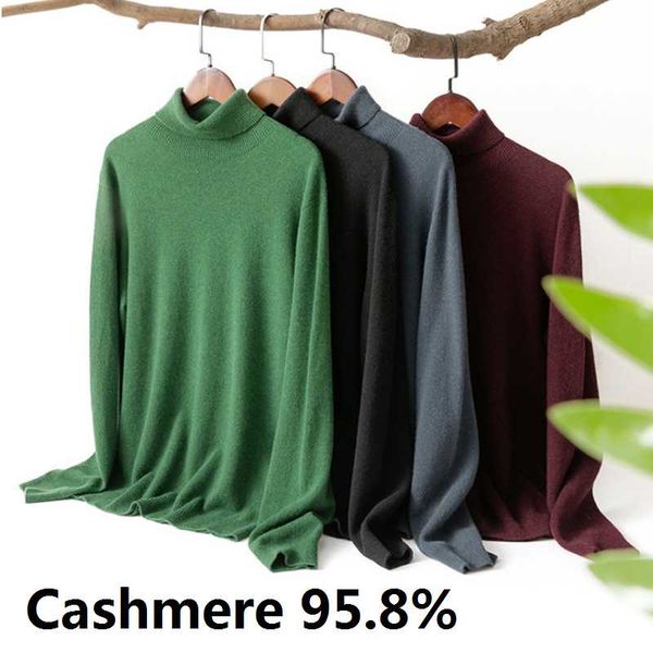 

men's sweaters cashmere 96% seamless middle thick men turtleneck sweater, White;black