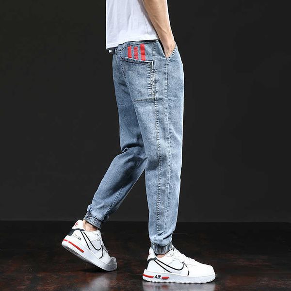 

jeans men's fashion brand harlan summer elastic trend capris youth handsome casual work pants, Blue