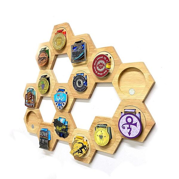 

other home decor hexagonal wooden medal rack combination display stand decoration for living room bedroom lb
