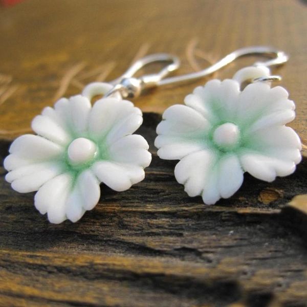 

handmade fashion colorful flower plastic ethnic stud earrings for women party club korean harajuku jewellery dangle & chandelier, Silver