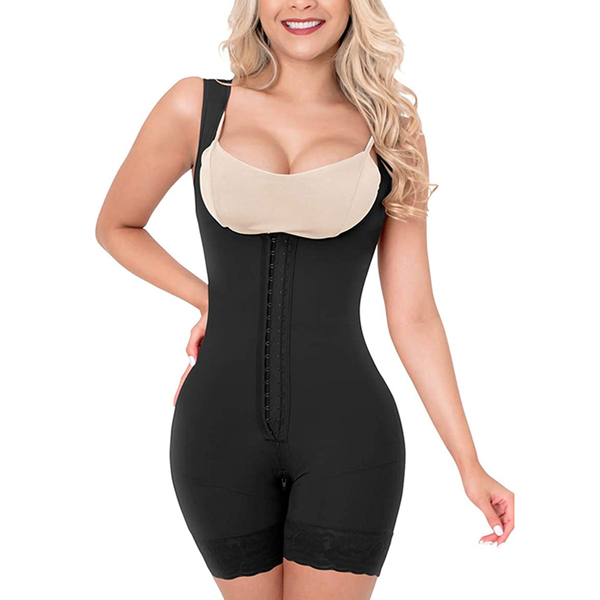 

women's shapers bodyshaper corset lace bulifter hook and eye closure open bust tummy control adjustable wide shoulder strap, Black;white