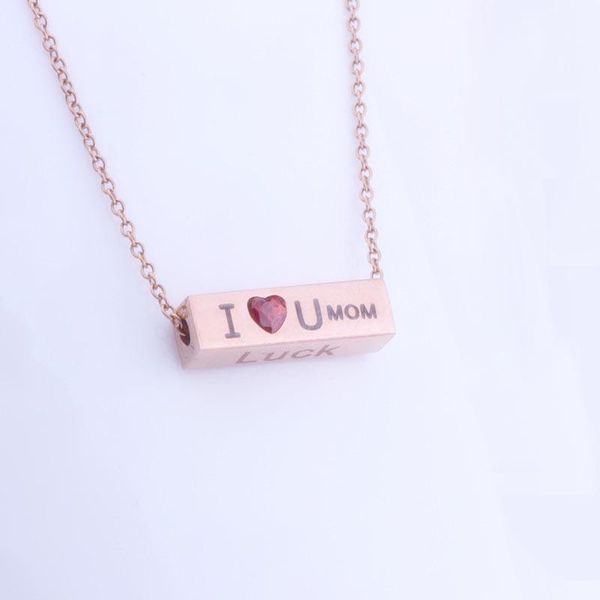 

pendant necklaces i love mom ectangle shape hanging necklace setting cubic zirconia link chain gold color for mother's day, Silver