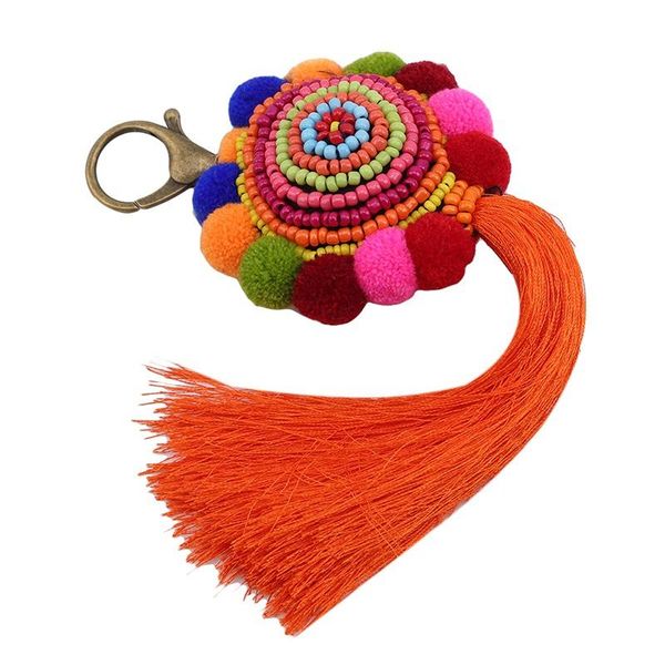 

bag parts & accessories ethnic style bohemian women tassels keychain multicolor hanging pendant for girls, Black
