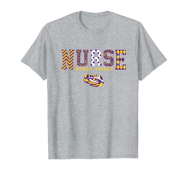 

lsu tigers nurse patterned team slogan - apparel t-shirt, White;black