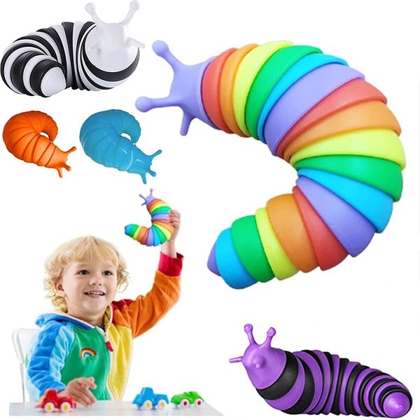 

funny toys rainbow 3d slug fidget toy articulated flexible anti stress decompression sensory toy for children aldults gifts sxm10