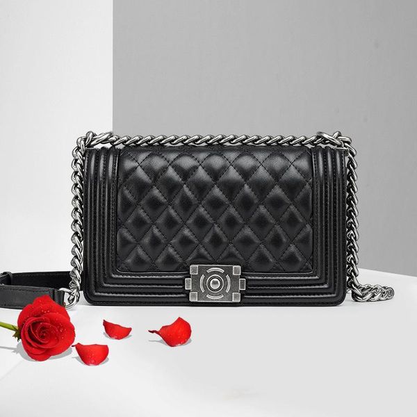 

evening bags 2021 spring and summer lingge chain bag women's shoulder diagonal cross leather fashion sheepskin