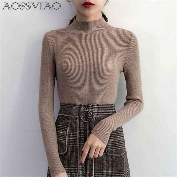 

autumn winter women pullovers sweater knitted korean elasticity casual jumper fashion slim turtleneck warm female sweaters 210810, White;black
