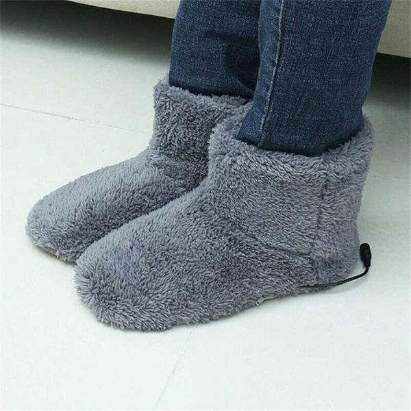 

carpets couple winter warm usb heater foot shoes plush electric slippers feet heated washable pink35-39 gray 39-43