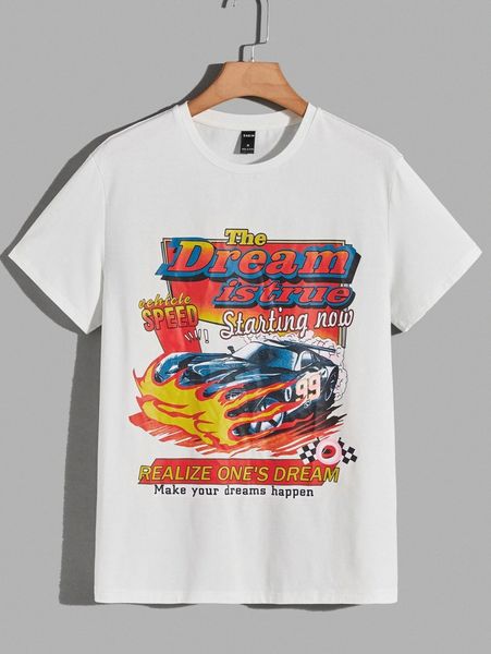 

men slogan graphic tee r7an#, White;black