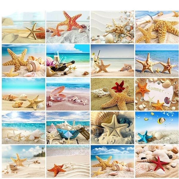 

diamond painting cross stitch sea shell starfish scenery home decor full rhinestone mosaic 5d embroidery