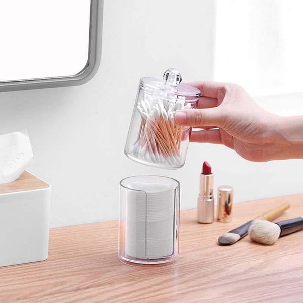 

bathroom storage & organization hunyoo acrylic round container cosmetic makeup cotton multifunctional pad organizer jewelry box holder and c