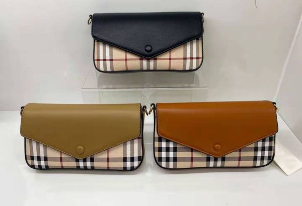 

Designer luxury storage bag female new envelope plaid soft leather all-match messenger single shoulder