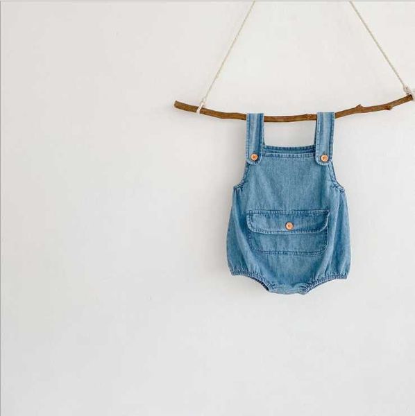 

rompers 2021 boys girls denim cotton autumn babys jumpsuit, Blue