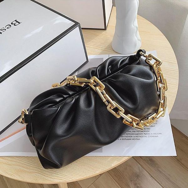

evening bags luxury day clutches thick chain shoulder for women 2021 fashion ladies cloud armpit bag brand dumpling pleated handbags