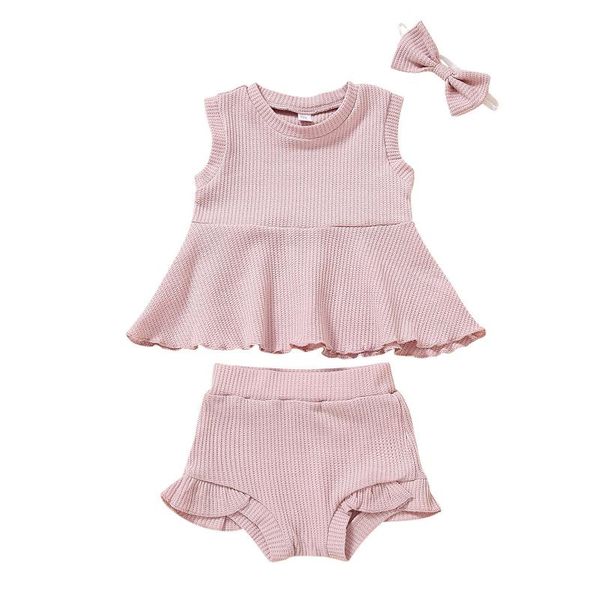 

clothing sets lovely born baby girl clothes infant girls summer solid loose ruffled + shorts outfits set costume#30, White