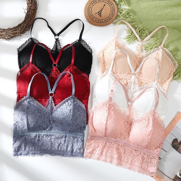 

bras style women lace bra one piece chest pad female gathered tube sleep underwear push up strapless brallete no rims, Red;black