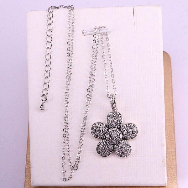 

pendant necklaces 4pcs, antique silver color pave clear cz crystal flower charms pendants fashion jewelry