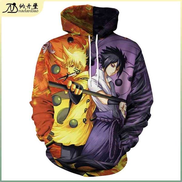 

chao brand naruto animation 3d printing hooded sweater b101-259, Black
