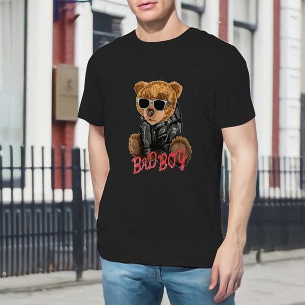 

men's t shirt stamping bear animal plus size round neck casual daily print short sleeve casual fashion white black / summer j0ip#