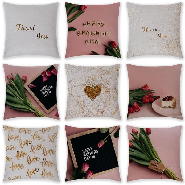 

pillow case flower love letter cushion cover linen pillowcase decorative throw