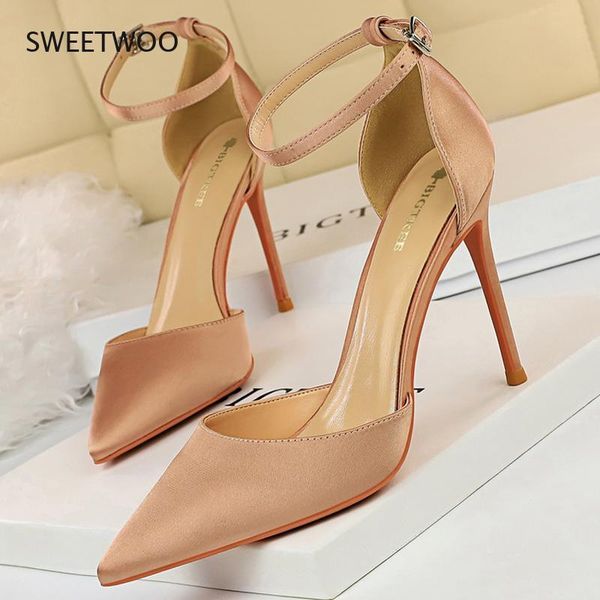

dress shoes 2021 women's high heels hollow party silk ladies pointed, Black