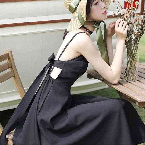 

backless black dress women holiday sleeveless lady long dresses strap bohemian beach hater midi vestidos summer 210603, Black;gray