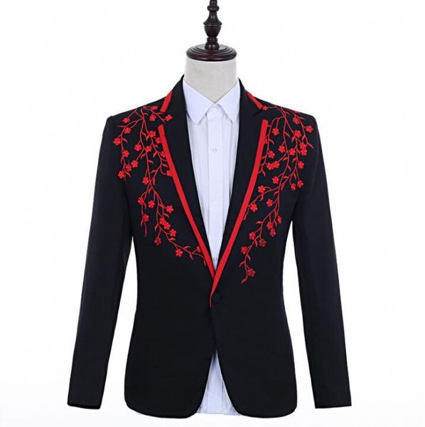

men's suits & blazers singers embroidered blazer men designs jacket mens stage costumes clothes dance star style dress punk rock mascul, White;black
