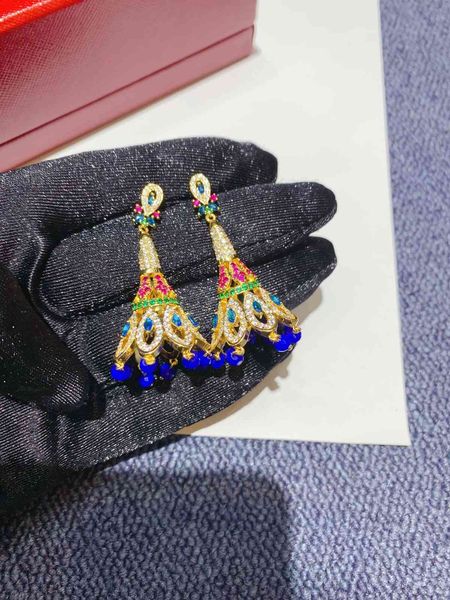 

charms earrings ka family c caibao tower with s925 silver ear nails, Golden