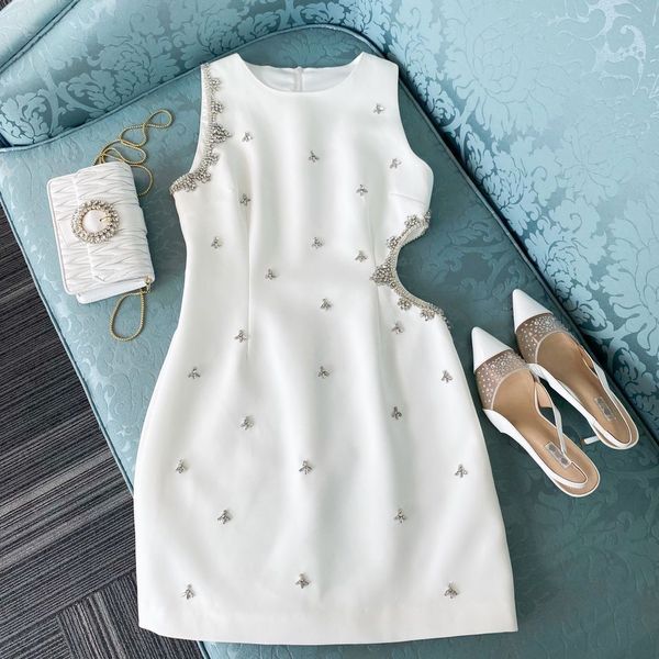 

dress d home design 21 early autumn heavy industry nail bead decoration sleeveless waist slim vest skirt, White;black