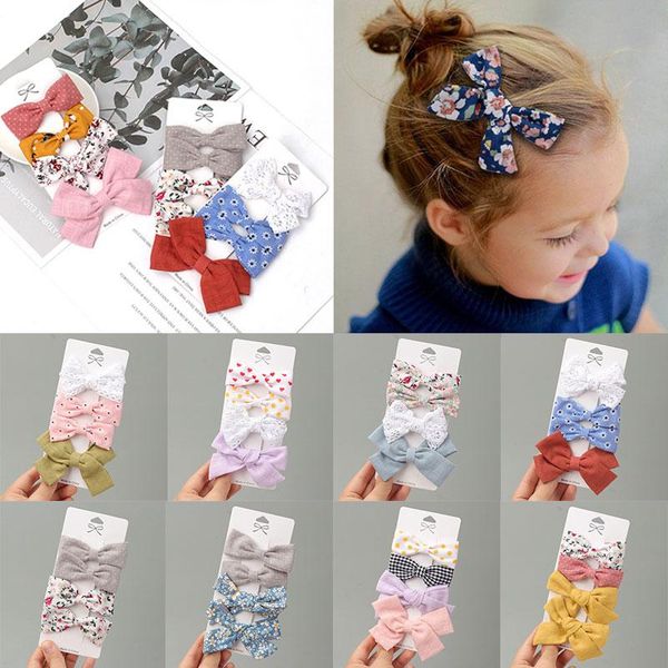 

hair accessories 4 pcs/set lace flower baby girl clips princess bows kids children hairpins girls headwear, Slivery;white