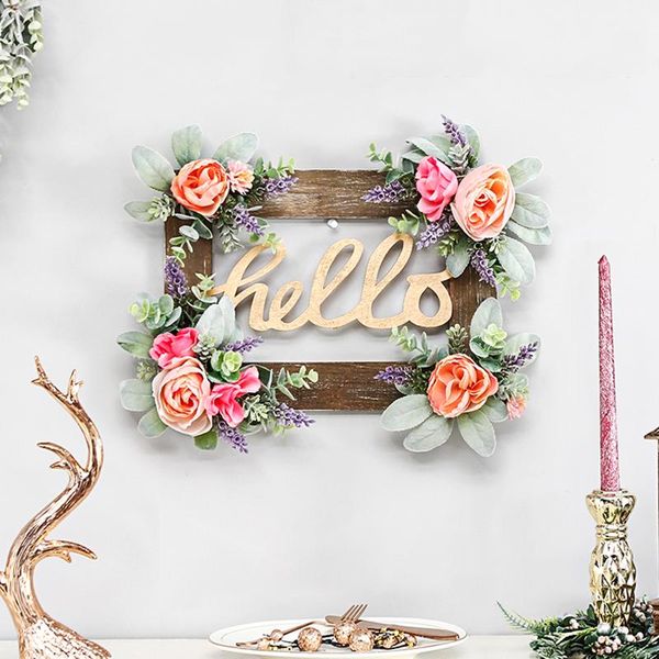 

frames faroot decorative pendant letter patterns wood artware wall decor with artificial flowers for home office shops