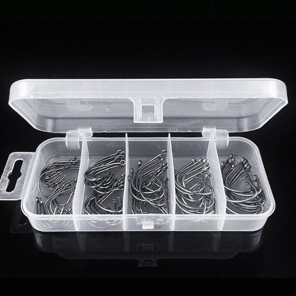 

75pcs assorted offset circle hooks hi-carbon steel sharp ocs fishing hook