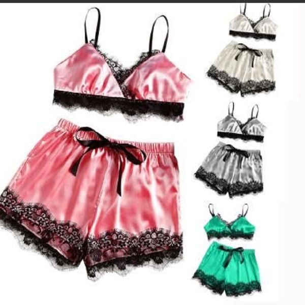 

women's sling shorts sleepwear silky classic set casual sleepwears dress night nightdress summer womens underwear suspender skirt tempt, Black;red