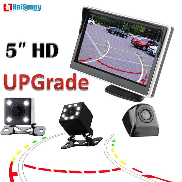 

car video haisunny rear view monitor 5.0 inch with reversing backup camera cam dynamic line waterproof for parking assist system