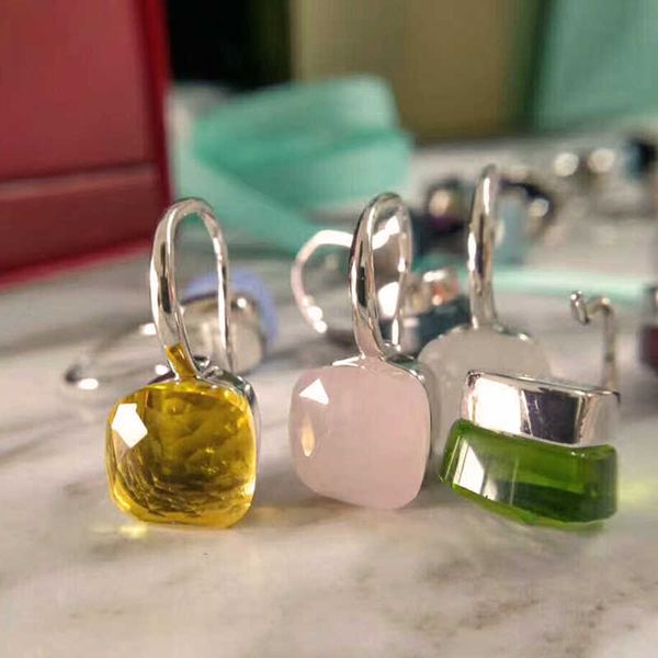 

brand pure gold color jewelry for women colorful crystal candy-color earrings cute sweet jelly earrings silver color jewelry, Golden