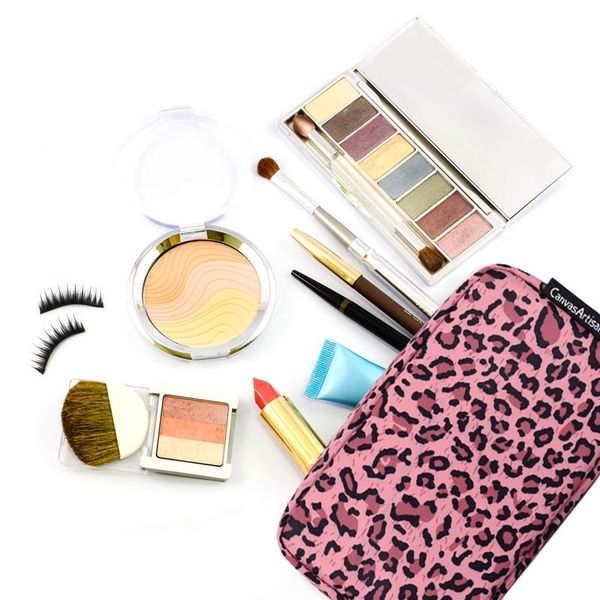 

large women leopard cosmetic bag canvas waterproof zipper make up travel washing makeup organizer beauty case bags & cases