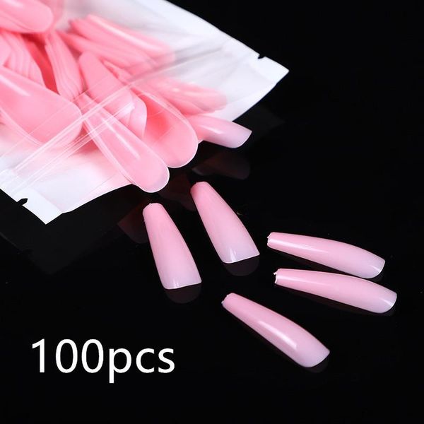 

false nails wholesale 100pcs solid color full cover long stiletto tips manicure press on nail supplies for professionals 30, Red;gold