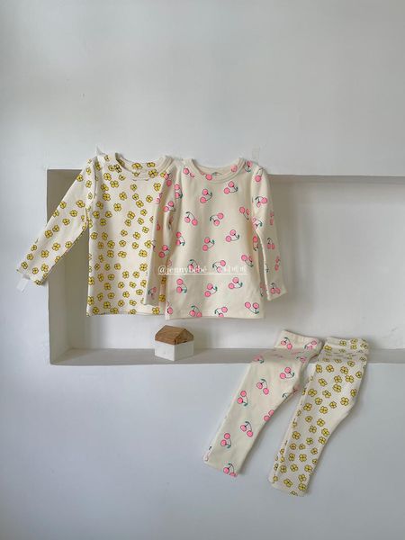 

clothing sets 2021 korea girls 2 pcs set printed t shirt+long pants autumn fashion suit kids clothes 1-7 years, White