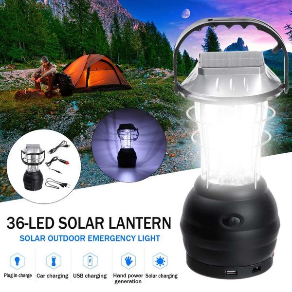 

portable led camping light solar working outdoor tent handheld usb rechargeable waterproof search lanterns
