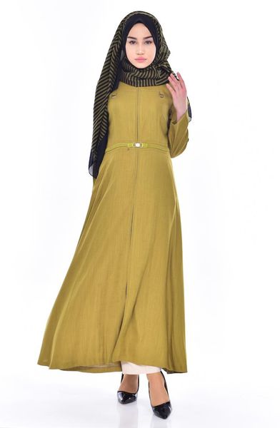 

ethnic clothing minahill belt detailed overcoat 1501-01 oil green, Red