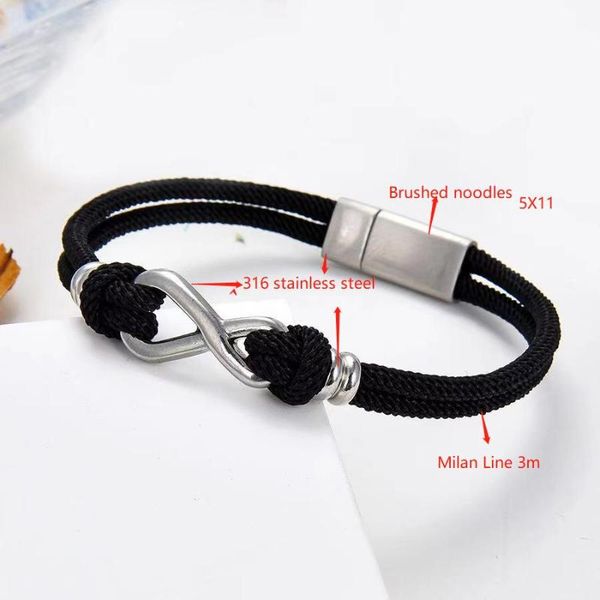 

fashion figure eight colorful rope bracelet men lover lucky parcel survival women couple jewelry direc beaded, strands, Black