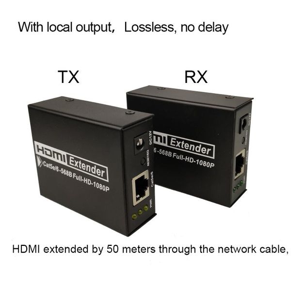 

audio cables & connectors 1080p 50m extender splitter transmitter receiver tx/rx over cat5e/cat6 utp cable rj45 lan ethernet with loop
