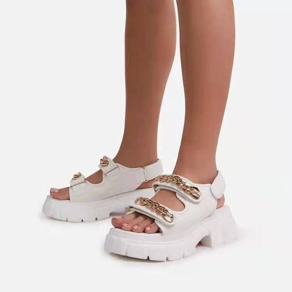 

sandals women's metal decoration 2021 summer style thick-soled high-heeled open toe comfortable casual women, Black