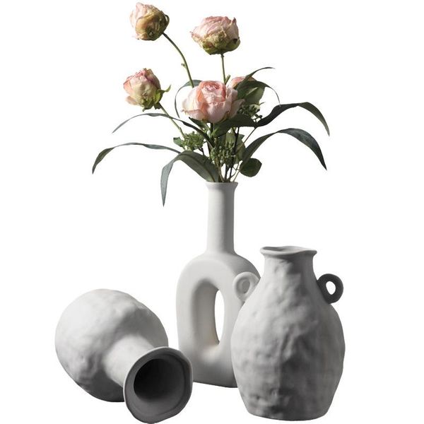 

vases geometric simple ceramic white bottle vase home furnishing flower arrangement insert craft