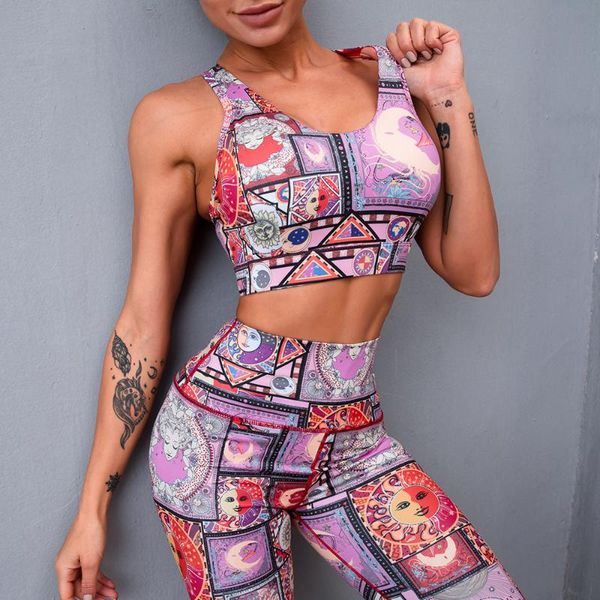 

piece set seamless women's sportswear fitness printed yoga wear beautiful back sports bra high waist peach hip pants gym outfits, White;red