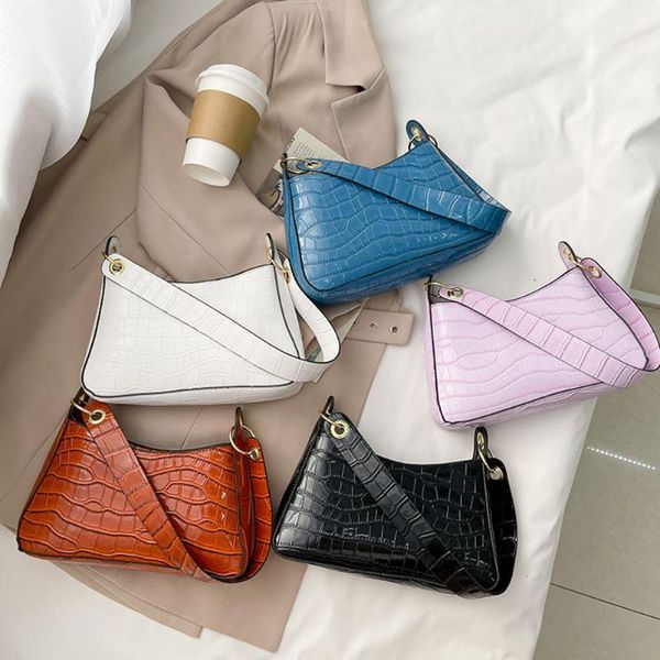 

women purses pu leather handbags solid alligator pattern casual underarm bags fashion wallet shoulder ladies baguette bag cross body