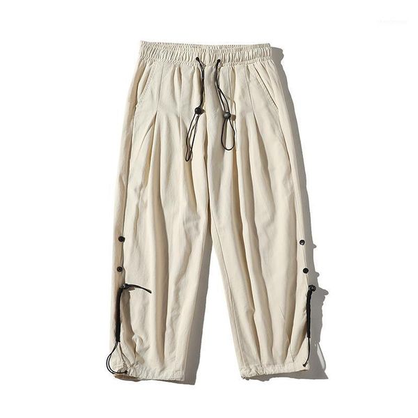 

autumn cotton harem pants men jogger male trousers loose hip hop streetwear sweatpants joggers clothes men's, Black