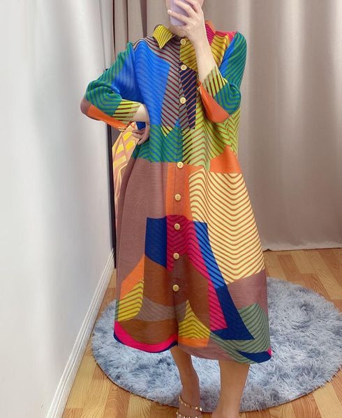 

the early autumn 2021 single breasted printed dress casual dresses, Black;gray